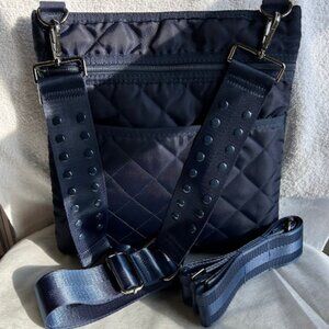 Haute Shore Dani Pacific Crossbody Bag | Reflective Quilted Navy | 2 Straps